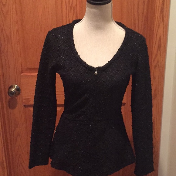 Max Jeans black zip up fancy sweater size small - Picture 1 of 5